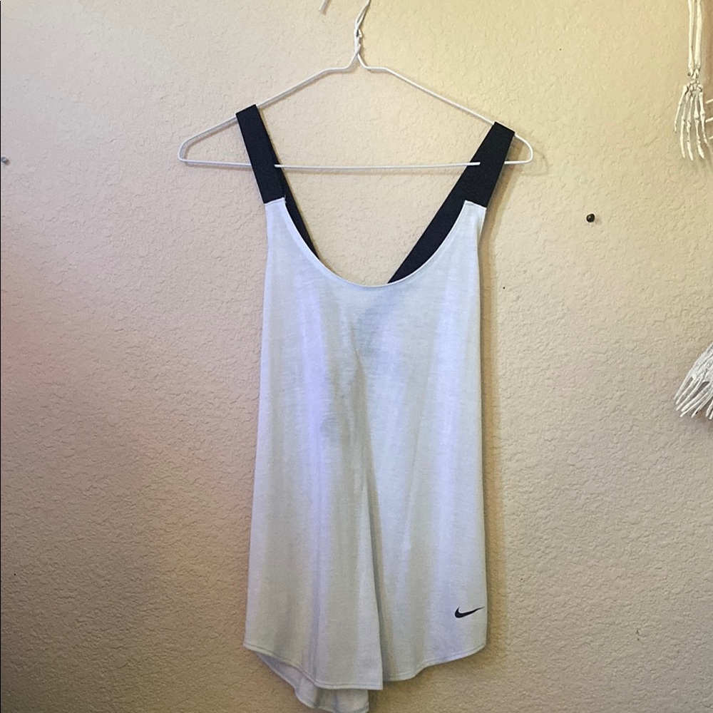 Nike Grey and Black Criss Cross Tank Top